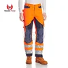 Mens Hi-Vis Pants Safety Workwear Winter Pant Waterproof Rain Trouser 3 M Reflective Stripes Yellow & Orange