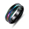 8MM Black Tungsten Ring For Men Women Wedding Bands Trendy Rainbow Carbide Groove Rings