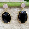 Natural Black onyx and Pink Chalcedony Gemstone Jewelry Supplier 925 Silver Wholesale Earring Exporter