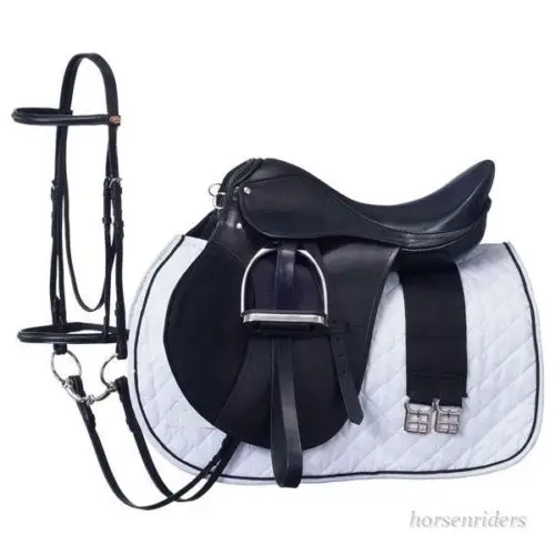 
New Top Quality Professional Black leather Horse Riding Saddle kit/set For Sale by Hami Land Sports 