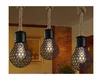 Indoor wrought iron bulb shape hanging pendant lamp