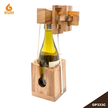 Unique Gift Ideas Wooden Wine Bottle Puzzles For Brain Teaser