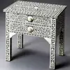 Indian Vintage and Unique Bone Inlay Furniture Bedside 2 drawer