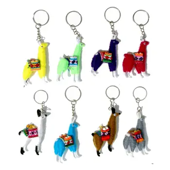 Alpaca Llama Gantungan Kunci Buatan Tangan Berwarna Peru Hewan