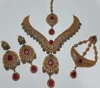 Necklace Set with earrings, Tikka, and Jhumar in Real Polki Stones (24 carat gold plated)
