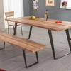 Industrial Acacia Wood Dining Set With Metal Frame