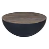 Industrial & vintage Indian Black rusty Iron metal & solid mango wood Bowl design Coffee table