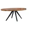 industrial iron legs round mangi acacia top dining table