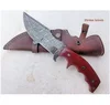 Damascus steel hunting tracker knife with micarta