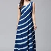 women's block printed long and sleeves less kurti
