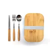 Bento Box bamboo fiber Wooden Lid Lunch Box Simple Environmental Friendly Box Square Bamboo Lid