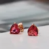 Heart Shape Red Ruby Wedding Stud Earrings for Women