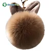 Custom High quality fashion cute rabbit ears plush toy fur keychain with fox Metal Buckle Key Ring women's bag pendent