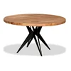 Industrial & vintage Indian rusty Black iron metal & Solid Mango wood Round Dining table