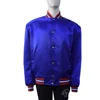 Blue Satin Custom Letterman Embroidery Baseball Bomber Varsity Jacket Manufacturer and Exporter From Sialkot Pakistan