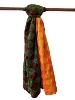 patchwork silk geometric scarf kantha small recycled sari silk head wrap