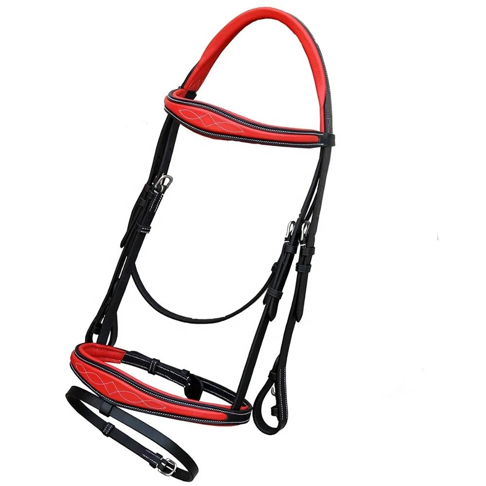 
Genuine Leather English Bridle Equestrian Show Jumping Padded Bridle Set English Horse Riding Tack 