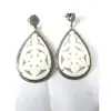 Sterling silver 925 black finish and mother of pearl with diamond earring