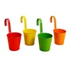 Metal Different Colors Planter Hanging Pots Set Multi Color Flowerpots with Hook