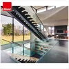 Oak Tread and Double square stringer stairs / carbon steel stringer stairs