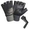 Strong men's gym weight lifting leather gloves long wrap wrist support protective power lifting fitness workout exercise