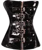 Front Zipper Black PVC Full Bust Waist Trainer/Strong Buckles High Quality Lover Beauty Shaper/Steel Boned Fashion Bustier