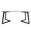 Square shape unfolding dining table panda white marble dining table in malaysia