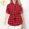 Womens Flannels Long/Roll Up Sleeve Plaid Shirts Cotton Check Gingham Top S-6XL
