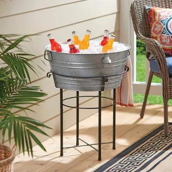 Galvanized Large Party Round Metal Beverage Tub With Stand Buy Metal Ice Tub With Stand Round Hot Tub Metal Planters Tubs Product On Alibaba Com