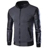 Men Hoodies Patchwork Leather Sleeve Fashion Hoodies Brand Sweatshirt Men Jacket Coat Casual Coat Pullover Tracksuits