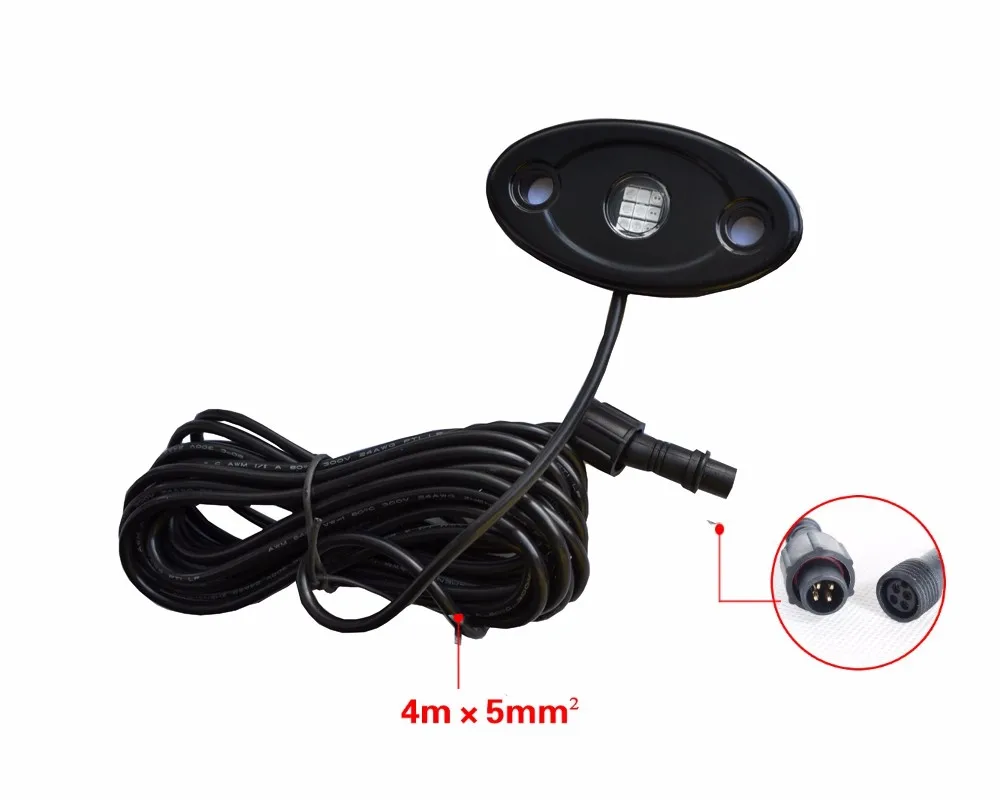 12V 4 Pods Waterproof RGB LED Rock Light Kit with Blue-tooth Music RF Remote Controller for offroad