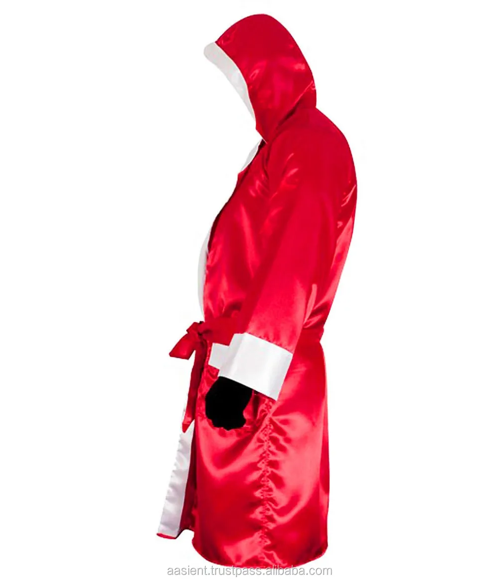 White Satin Boxing Robe / Cheap Boxing Robes /boxing Robe With Hood