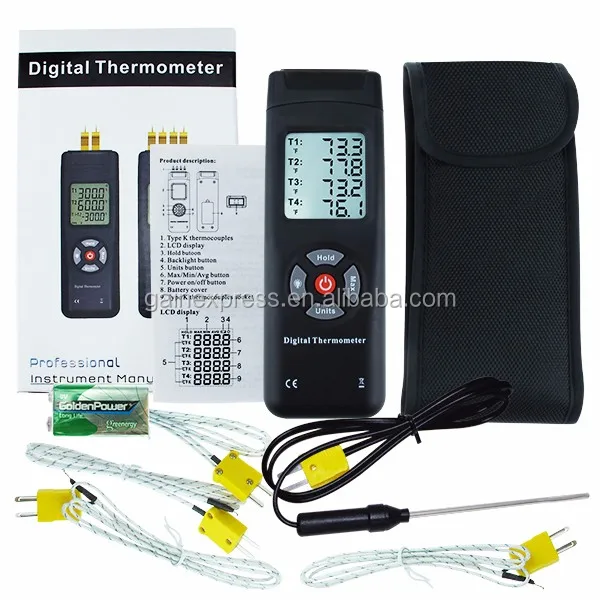 Ktype Digital Thermocouples Thermometer With 4 Channel Ktype Metal