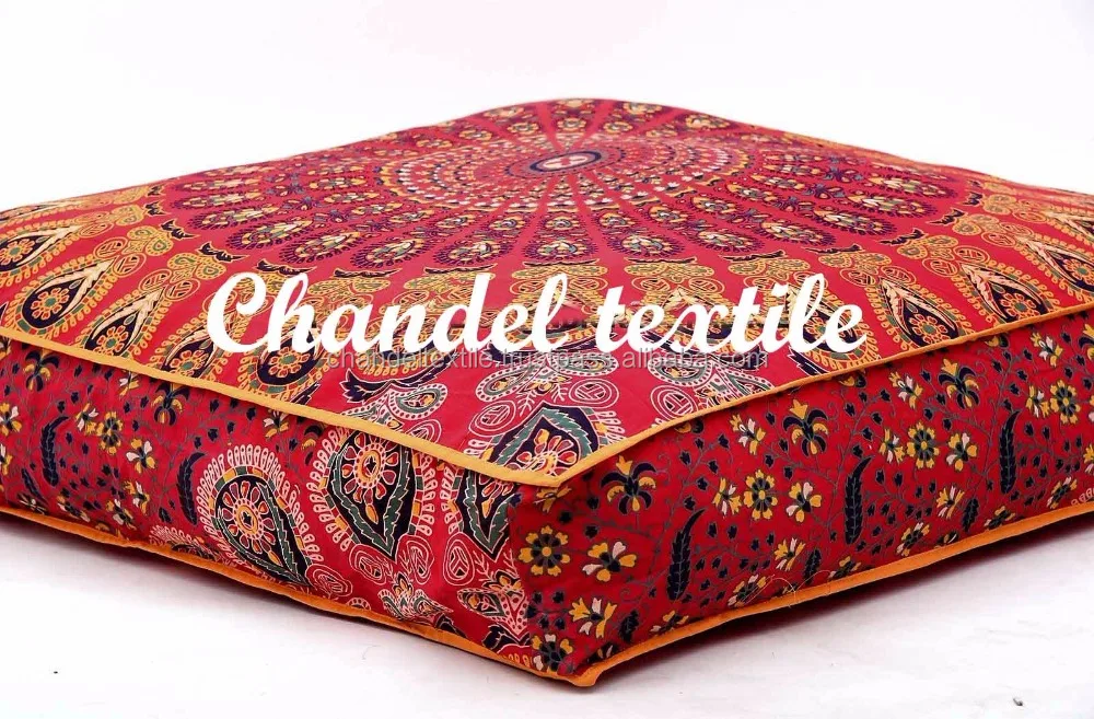 Red Peacock Mandala Square Floor Pillow Tapestry Meditation Cushion Cover 35 Bohemian Floor Cushion Cases Boho Seating Home Art Buy Indian Mandala