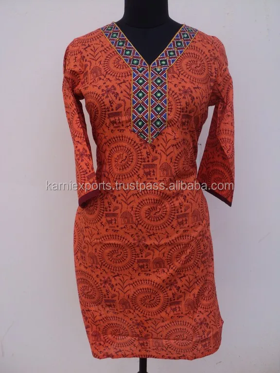 Orang Farbe Warli Kunst Indien Besten Designer Design Baumwolle Tunika Kurtis Fur Damen Buy Designer Baumwolle Kurze Kurtis Baumwolle Kurtis Und Tuniken Einfache Baumwolle Kurtis Product On Alibaba Com