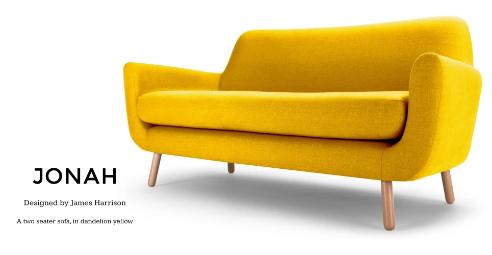 Jonah 2 Seater Sofa Dandelion Yellow 1 5 Jonah 2 Seater Sofa Dandelion Yellow