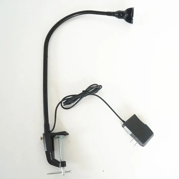 1W 220V adjustable arm LED flexible clamp desk lamp