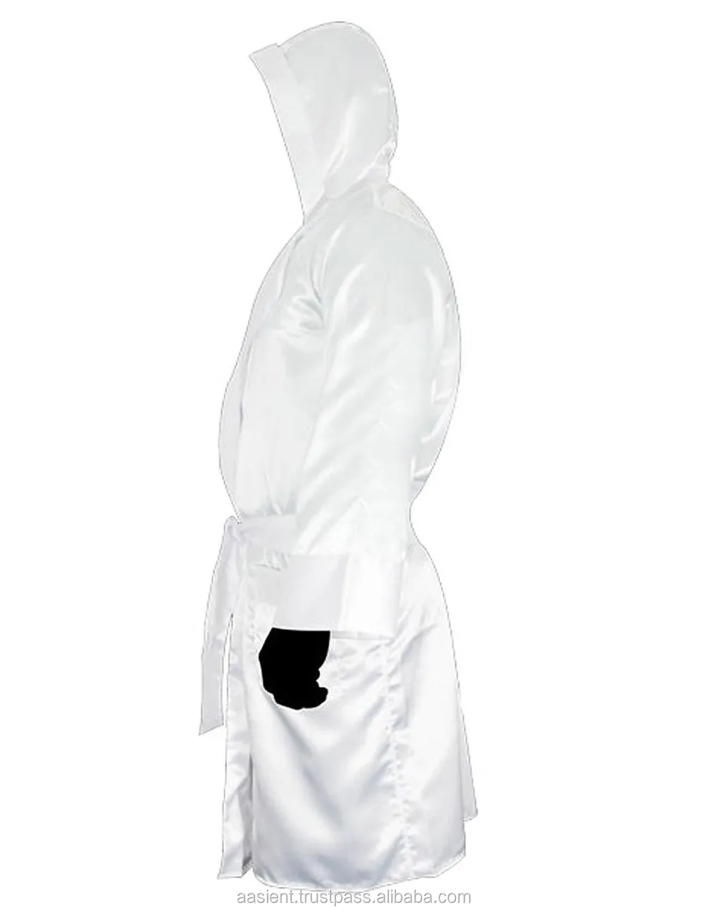 White Satin Boxing Robe / Cheap Boxing Robes /boxing Robe With Hood