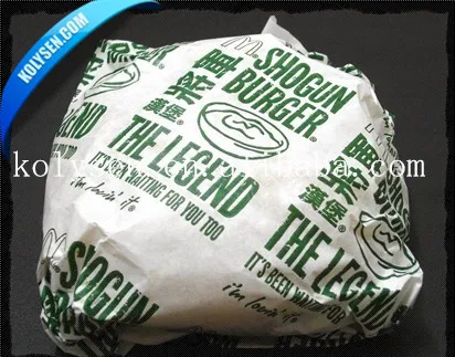 Custom logo printed food grade wrapping paper/burger wrapper