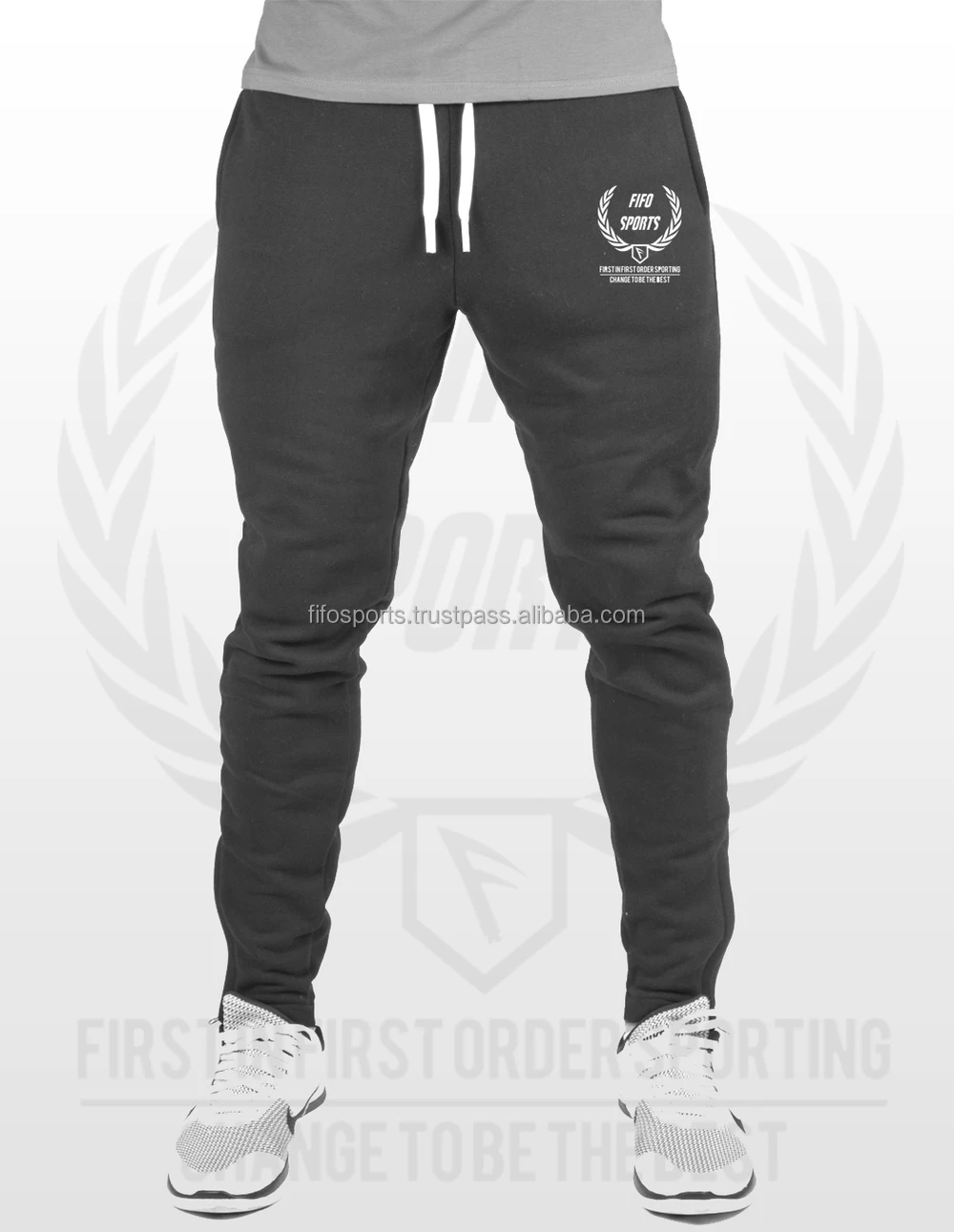 mens black polyester joggers