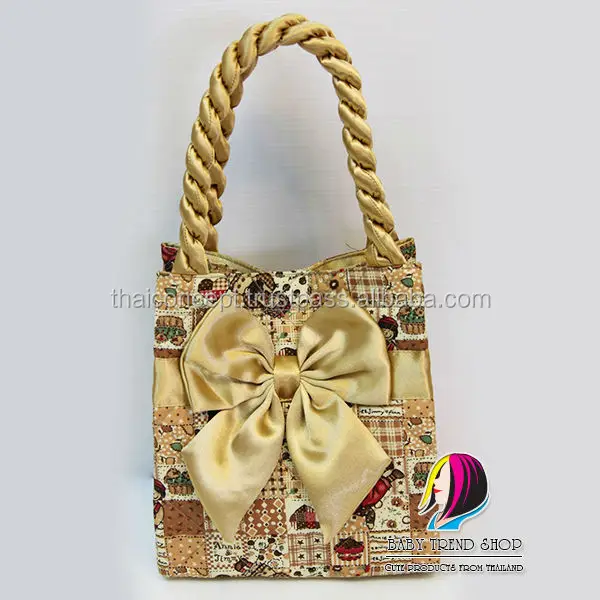 Handbags Multi Pattern Doll Las Fold Side With Front Ribbon And Twisted Fabric Handle Tote Bag Cloth Purses