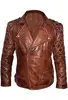 2016 MENS FASHION LEATHER JACKET WAX ARTICLE BROWN COLOR