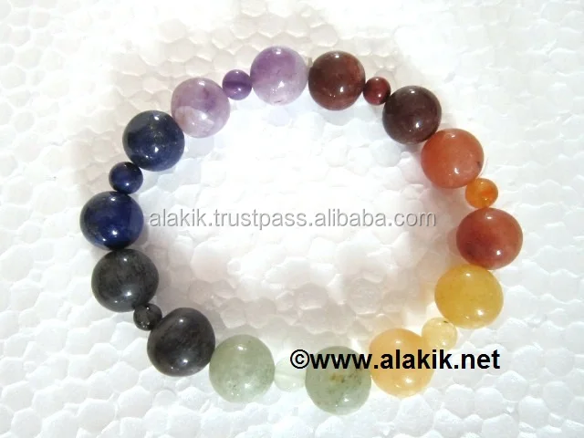 Pulsera De Piedras Preciosas Bolas De Chip De Cristal Curación Reiki Chakra de la nueva era