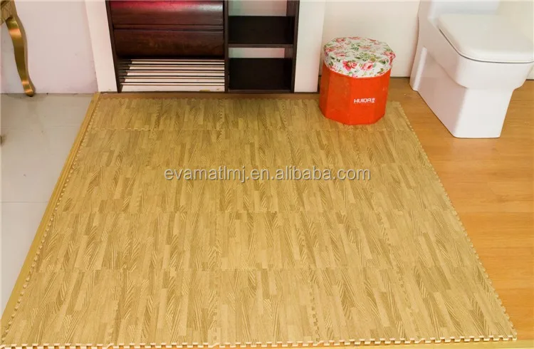 Wood Grain Utility Floor Set Interlocking Anti Fatigue Eva Foam
