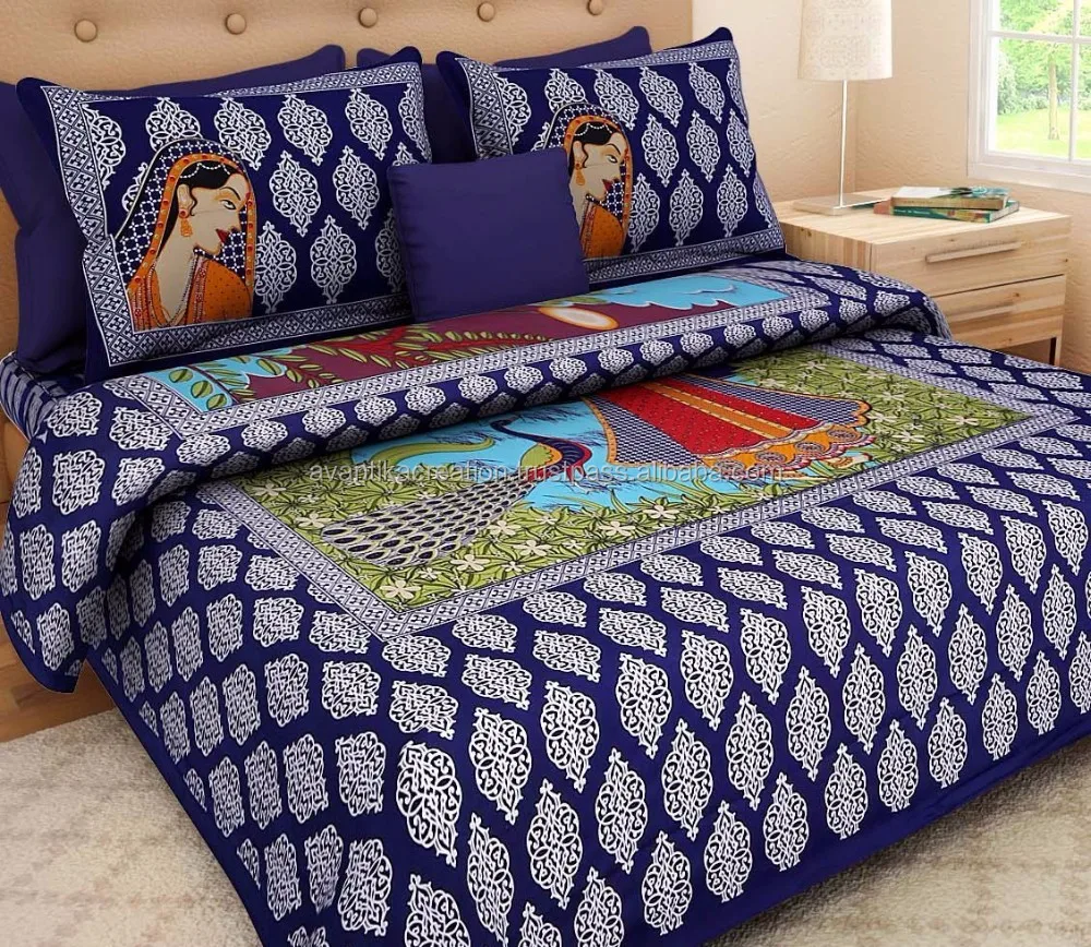 Cotton Bedding Set Jaipuri Traditional King Size 100 Cotton Double