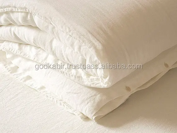 Indian Linen Duvet Cover Stone Washed Softened Seamless Natural