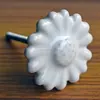 Ceramic and Wood White Flower Drawer Knobs and Pulls for Furniture