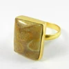Blizia India Gemstone Jewelry - Fossil Coral - Gemstone - 18k Gold Plated - Bezel Ring - SIRG0834