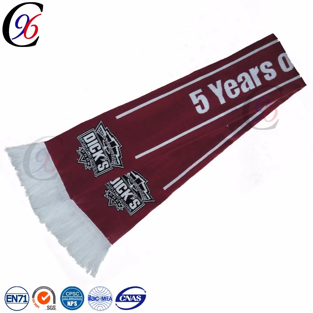 Chengxing wholesale new style cheap popular fabric crochet winter custom logo soccer football fan printed knitted scarf