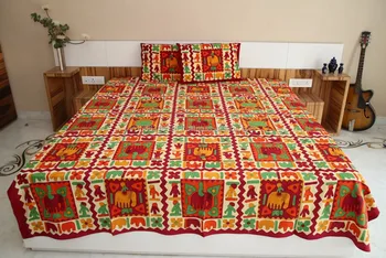 King Jaipuri Traditional Double Bed Spread Bed Cover Decor Kantha